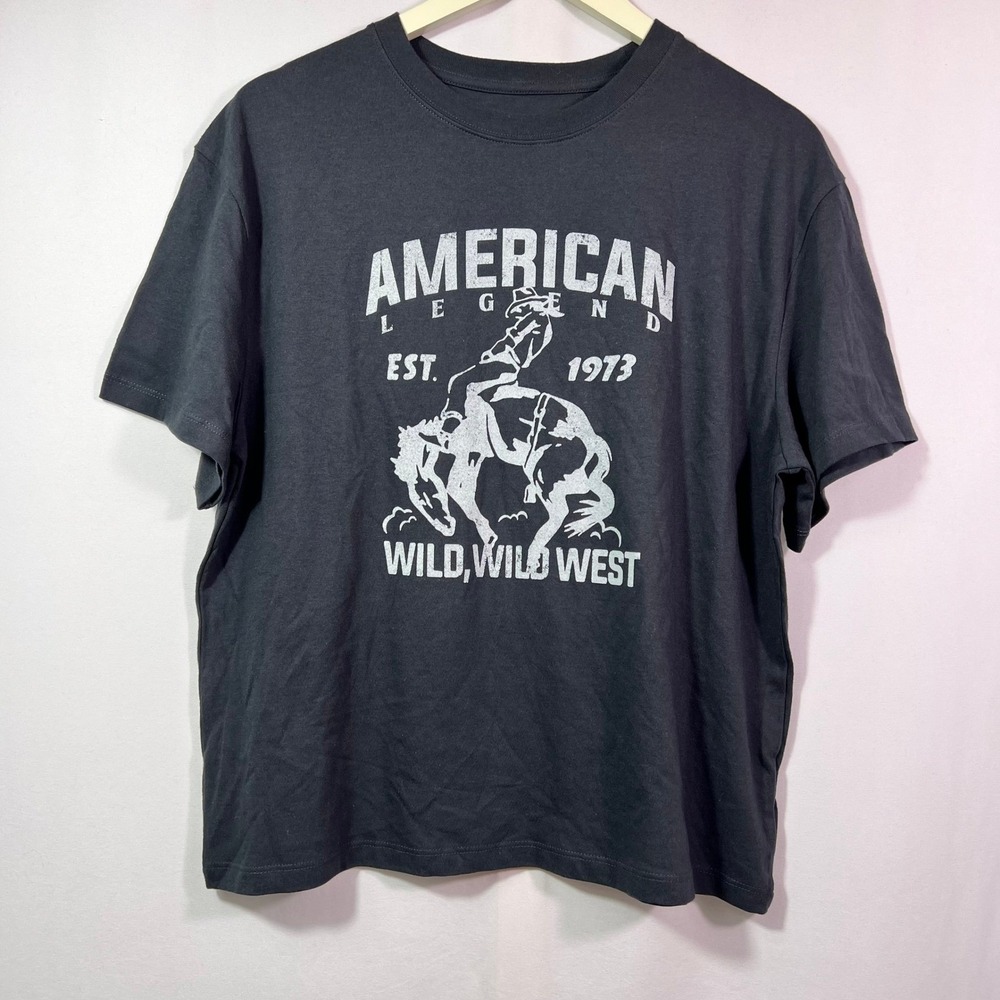 Wild Fable American Legend Wild West Graphic Tee Hematite Black Women's XS